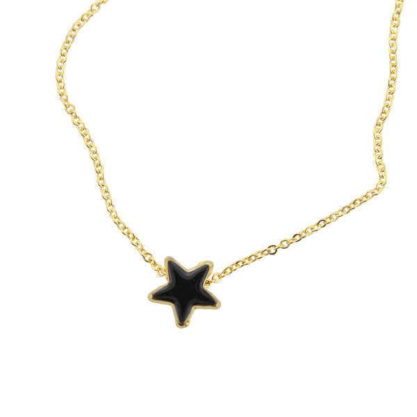 Enamel Star Necklace - Black