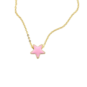 Enamel Star Necklace - Pink