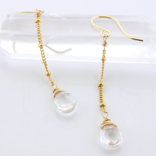 Gemstone Dangle Earrings - Crystal Quartz