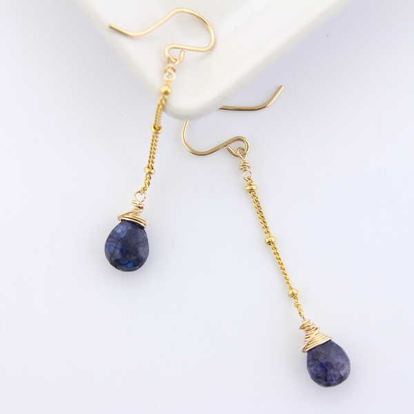 Gemstone Dangle Earrings - Blue Labradorite