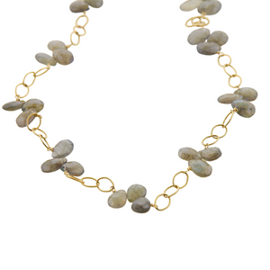 Gemstone Flower Necklace - labradorite
