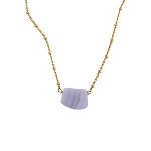 Half Moon Gemstone Necklace - Blue Lace Agate