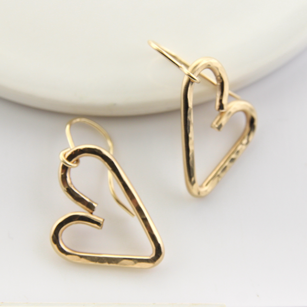 Hammered Heart Earrings - XSmall Goldfilled