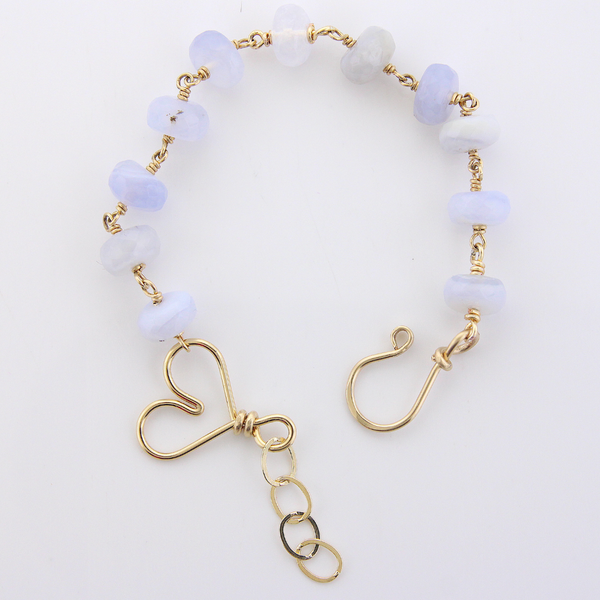 Heart Clasp Bracelet - Blue Lace Agate