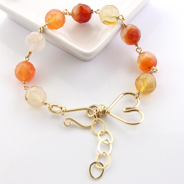 Heart Clasp Bracelet - Carnelian