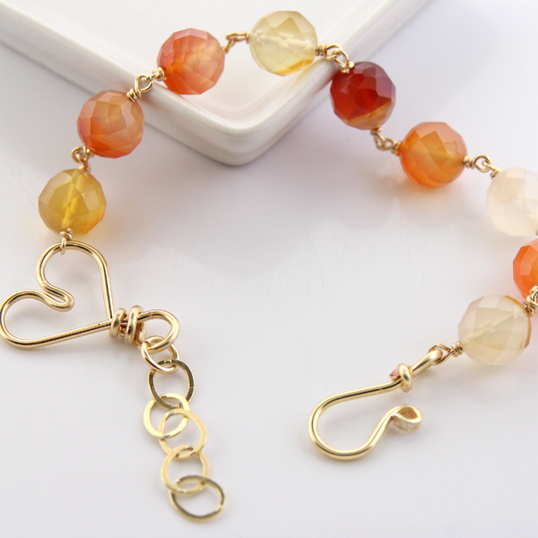 Heart Clasp Bracelet - Carnelian