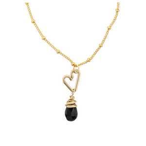 Heart Drop Necklace  - Black Onyx