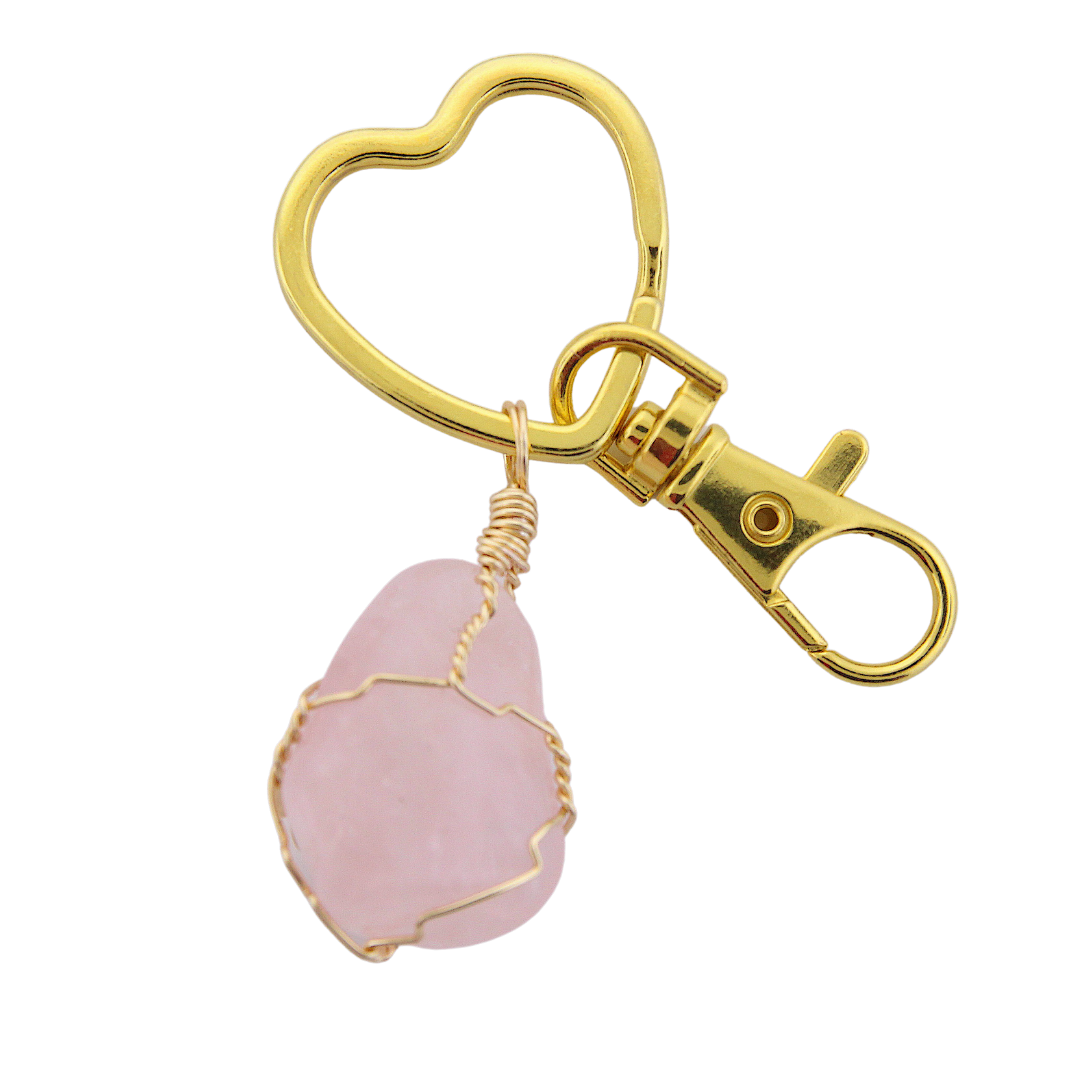Heart Keychains Rose Quartz