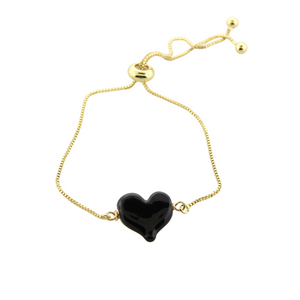 Murano Glass Heart Adjustable bracelet - Black