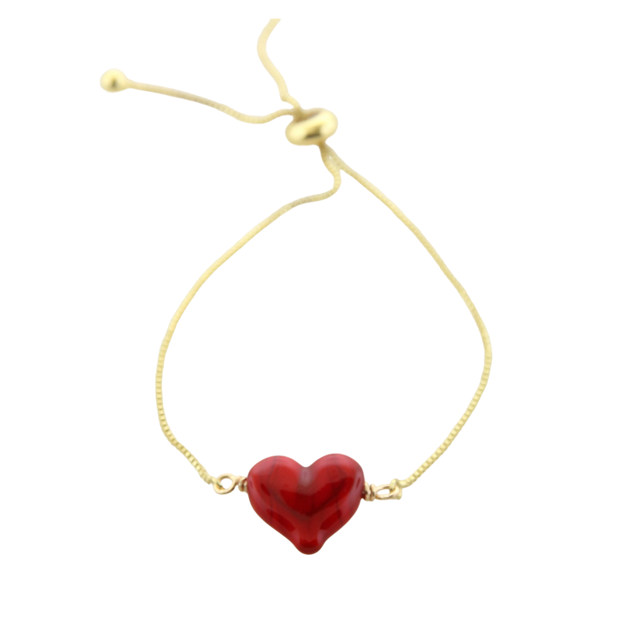 Murano Glass Heart Adjustable bracelet - Red