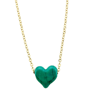 Murano Glass Heart Necklace - Green