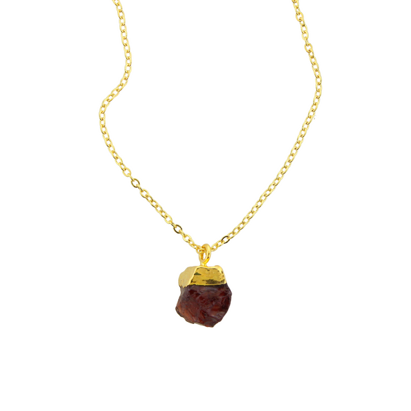 Raw Gemstone Drop Necklaces - Garnet
