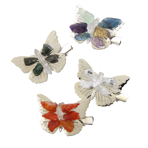 Butterfly Hair Clips Assorted Silver Tone