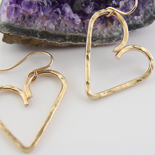 Hammered Heart Earrings - Small