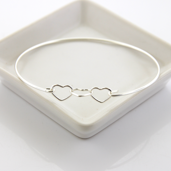 Three Heart Bangle - Sterling Silver