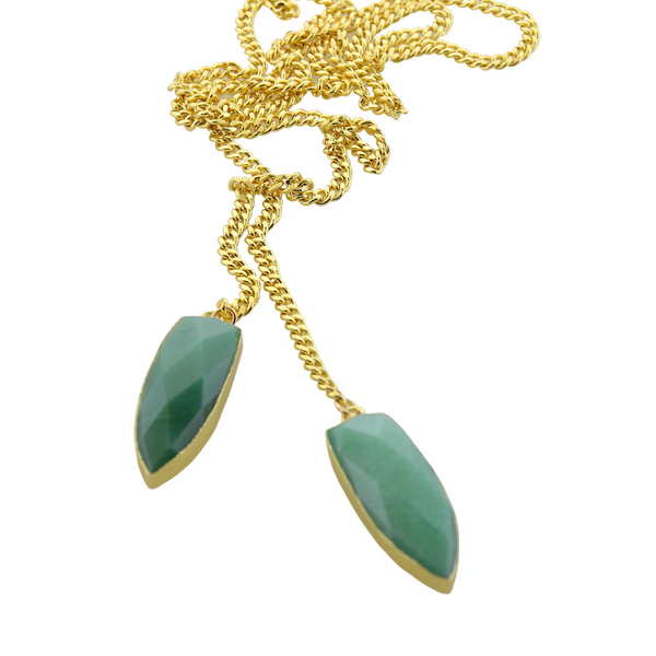 Tie Necklace - Green Aventurine