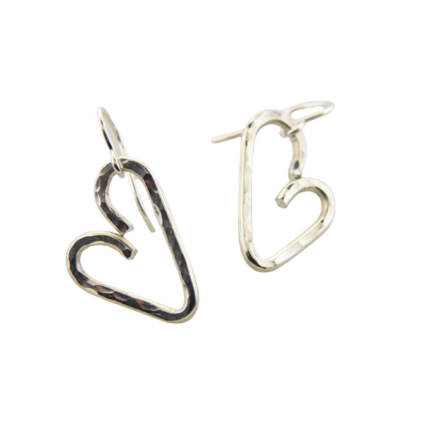 Hammered Heart Silver Earrings - XSmall