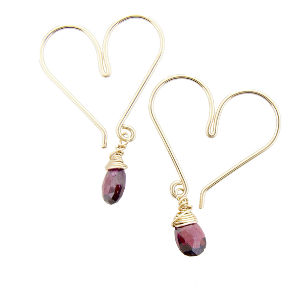 Heart Hoops Small - Garnet