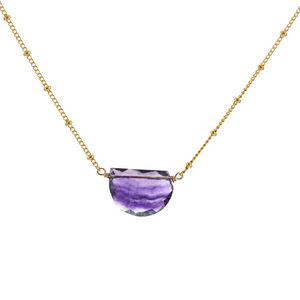Half Moon Gemstone Necklace - Flourite