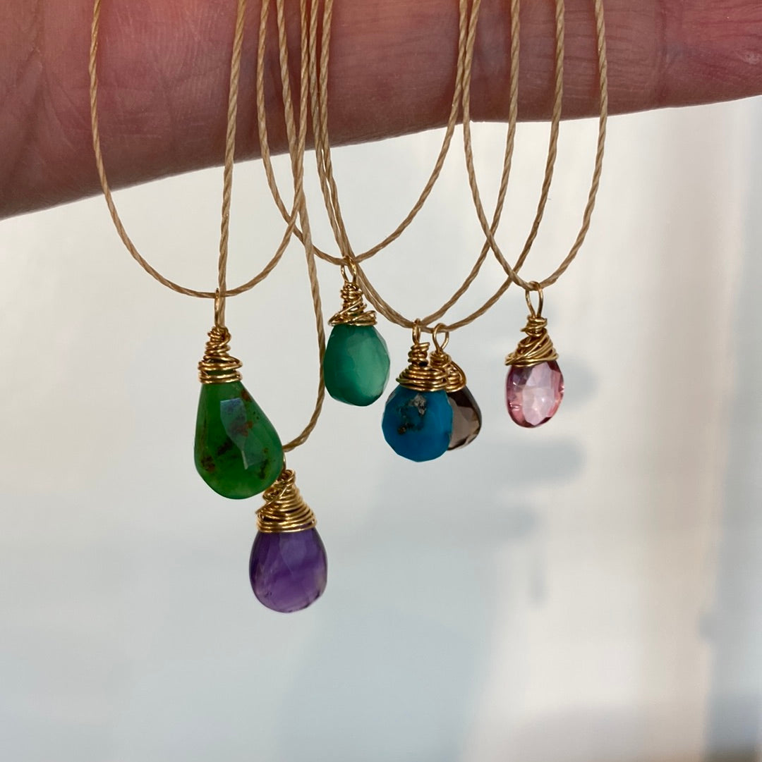 Corded Gemstone Necklace - Assorted Stones GF
