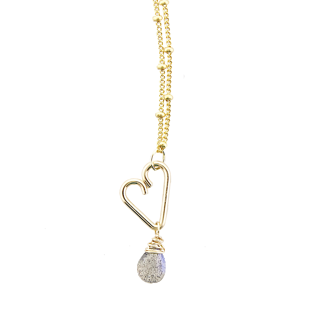 Heart Drop Necklace  - Labradorite